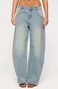EDIKTED Ilara Low Rise Barrel Jeans