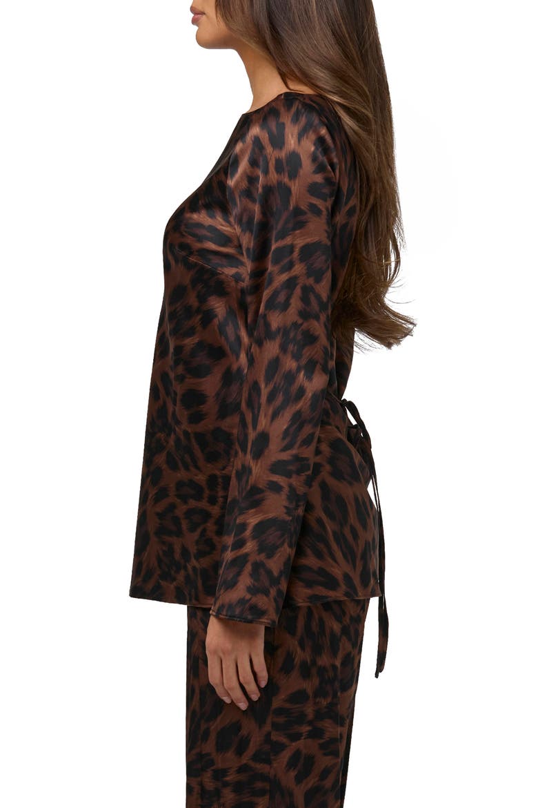 Stretch Silk Long Sleeve Top, Alternate, color, BRUSHED LEOPARD