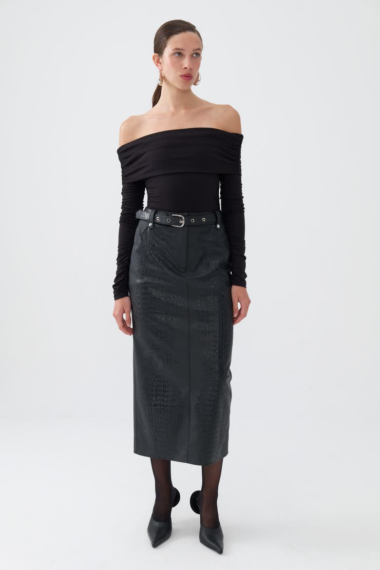 Off Shoulder Blouse with Ruffle Detail, Alternate, color, Black