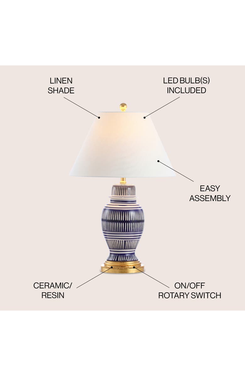 JONATHAN Y Reed 27" Ceramic/Iron Modern Coastal LED Table Lamp, Navy, Alternate, color, Blue/White