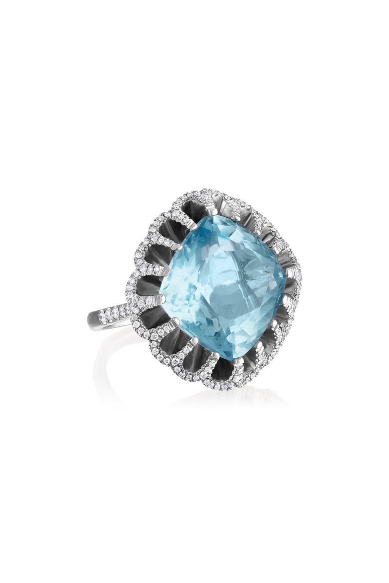 Aquamarine & Diamond Ring, Main, color, 18K WHITE GOLD