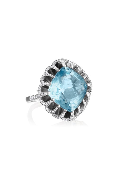 Mindi Mond Aquamarine & Diamond Ring In 18k White Gold