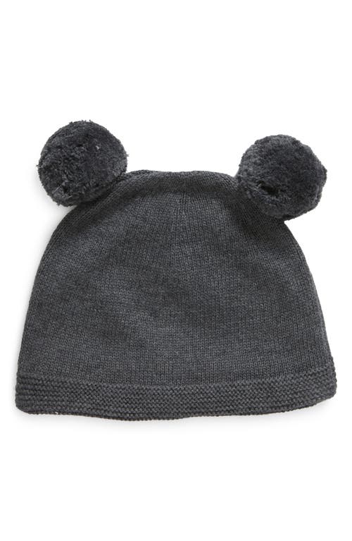 Pink Lemonade Double Pompom Organic Cotton Beanie in Dark Grey  product