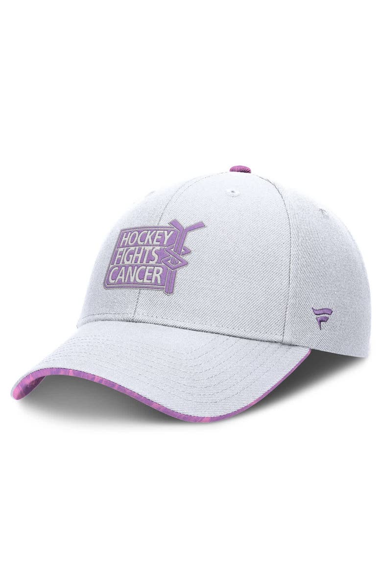 FANATICS Men's Fanatics White NHL Authentic Pro Hockey Fights Cancer Adjustable Hat, Main, color, White