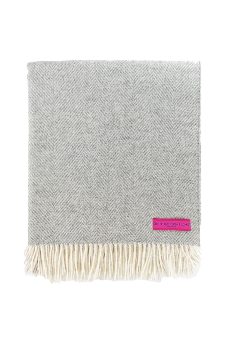 Southampton Home Merino Wool Herringbone Throw, Alternate, color, Silver
