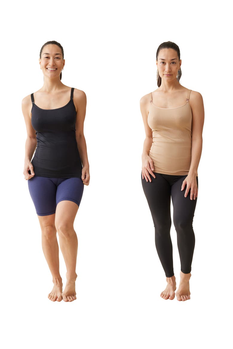 Seamless Shaping Postpartum and Nursing Cami 2-Pack, Main, color, Black/Beige