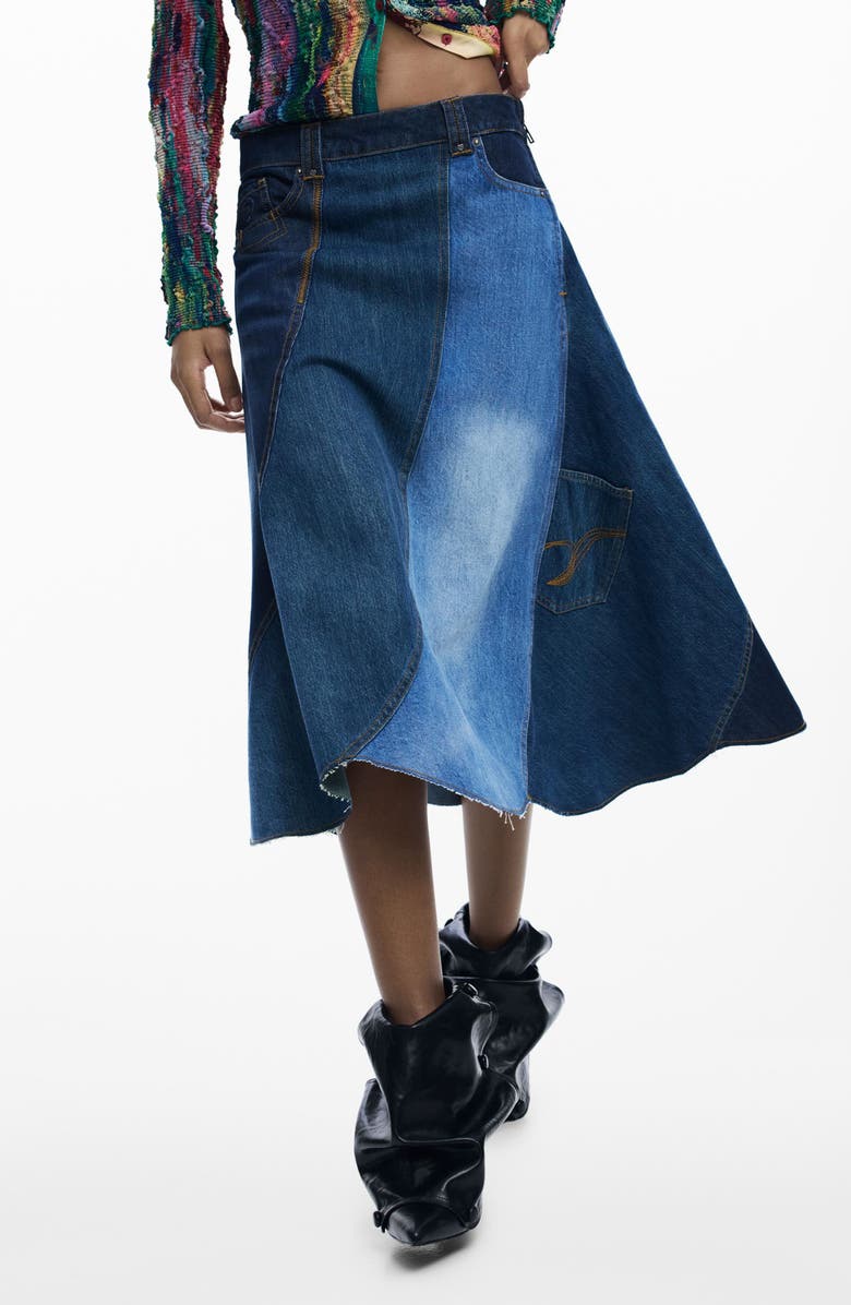 Desigual Patchwork A-Line Skirt, Main, color,