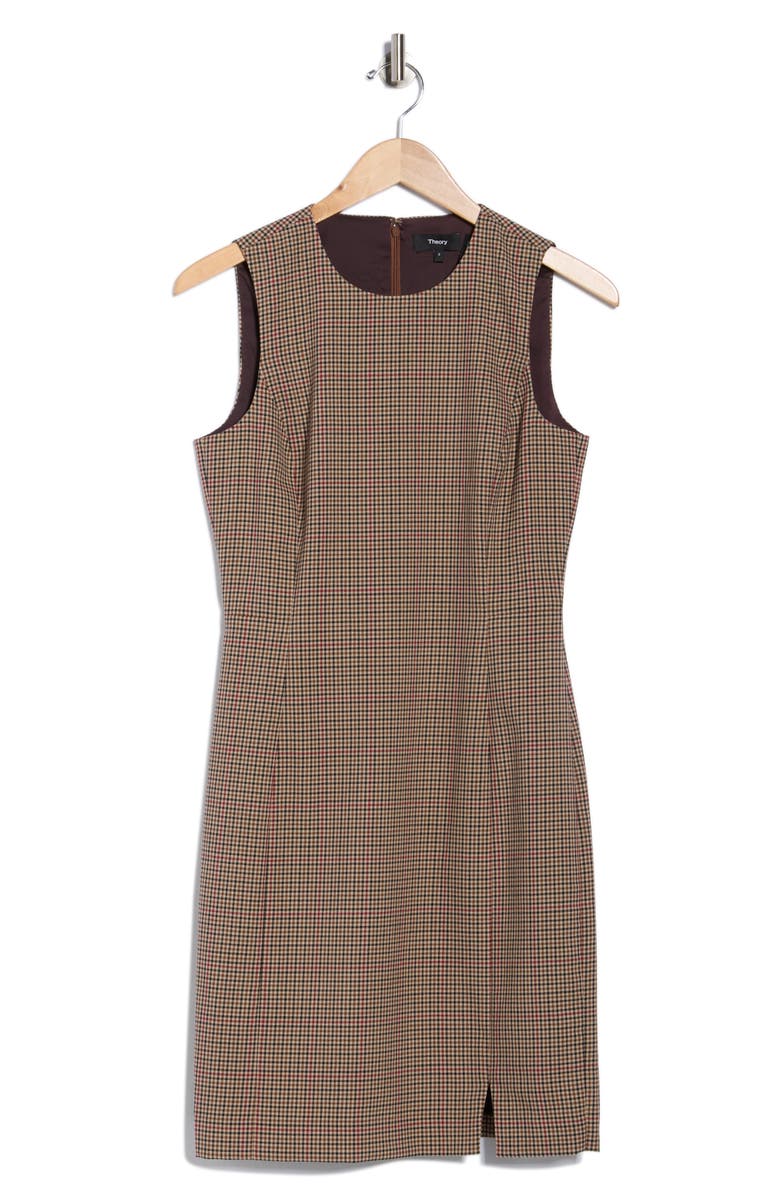 Theory Betty Check Plaid Sleeveless Sheath Dress, Alternate, color, Raspberry Multi