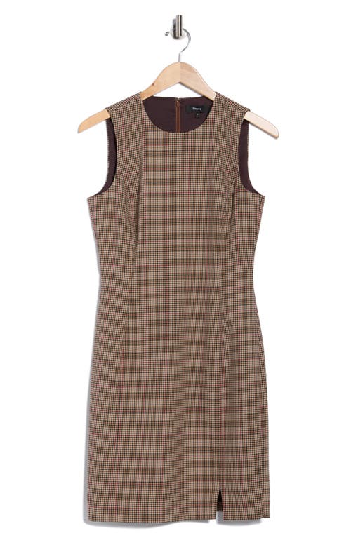 Theory Betty Check Plaid Sleeveless Sheath Dress In Gray