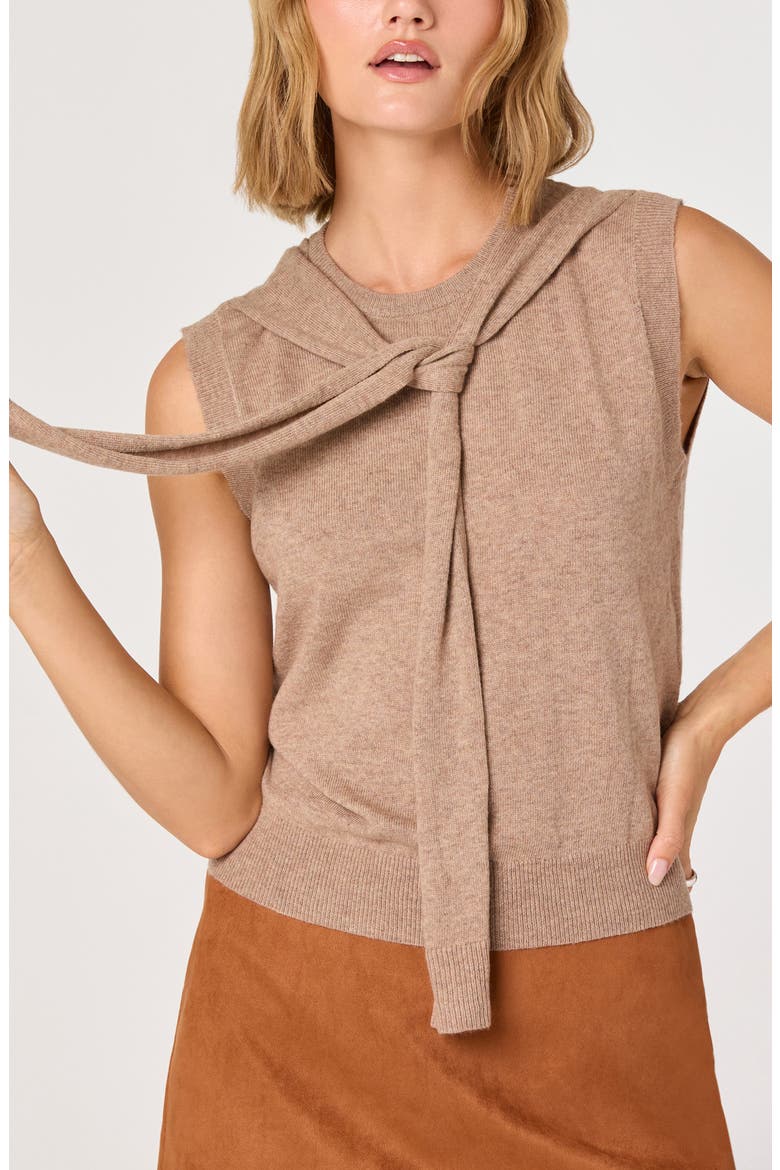 Scarf Tie Sleeveless Sweater, Alternate, color, NATURAL