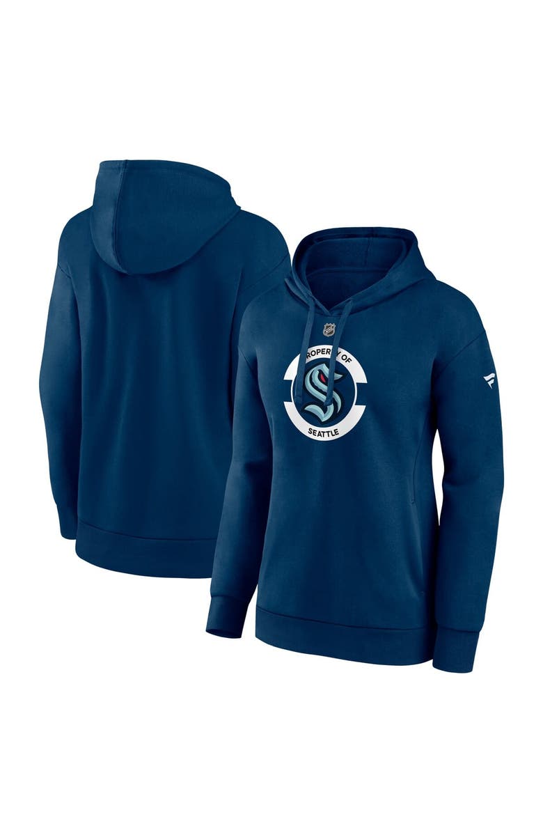 FANATICS Women's Fanatics Navy Seattle Kraken Authentic Pro Core Secondary Fleece Pullover Hoodie, Main, color, Navy