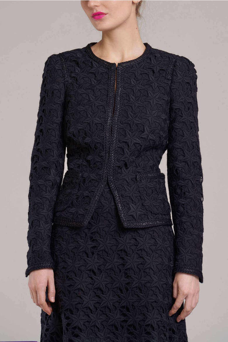 Wool Macramé Jacket, Alternate, color, Black