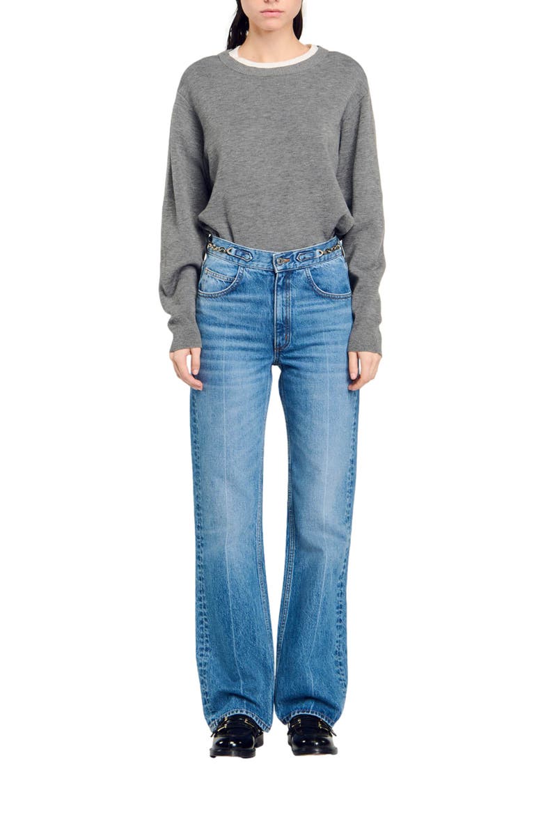 Curb chain jeans, Main, color, Blue jean