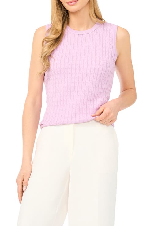 Cable Stitch Cotton Sweater Tank (Regular & Petite)