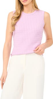 Halogen® Cable Stitch Cotton Sweater Tank