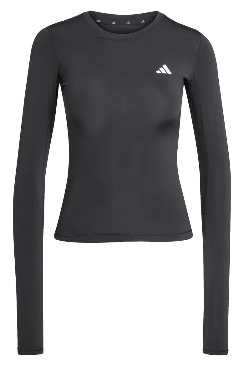 Power Essentials Workout Contour Long Sleeve Top, Alternate, color, BLACK