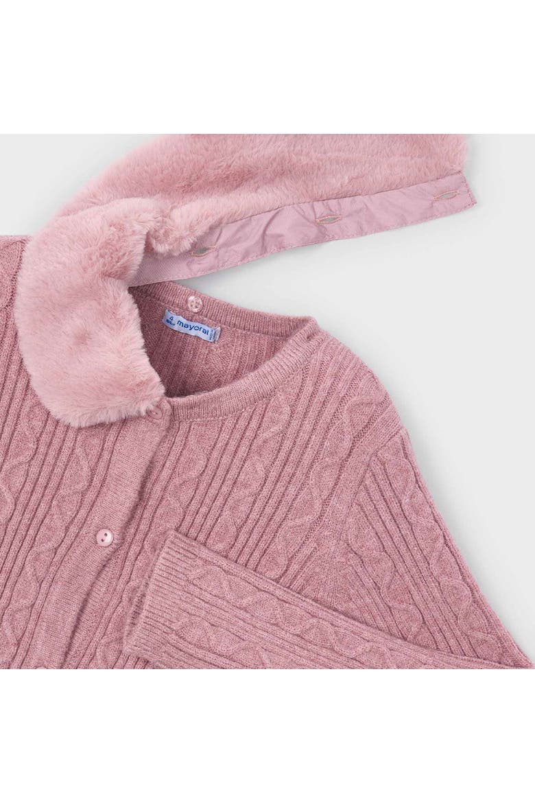 Faux Fur Collar Cardigan, Alternate, color, Pink