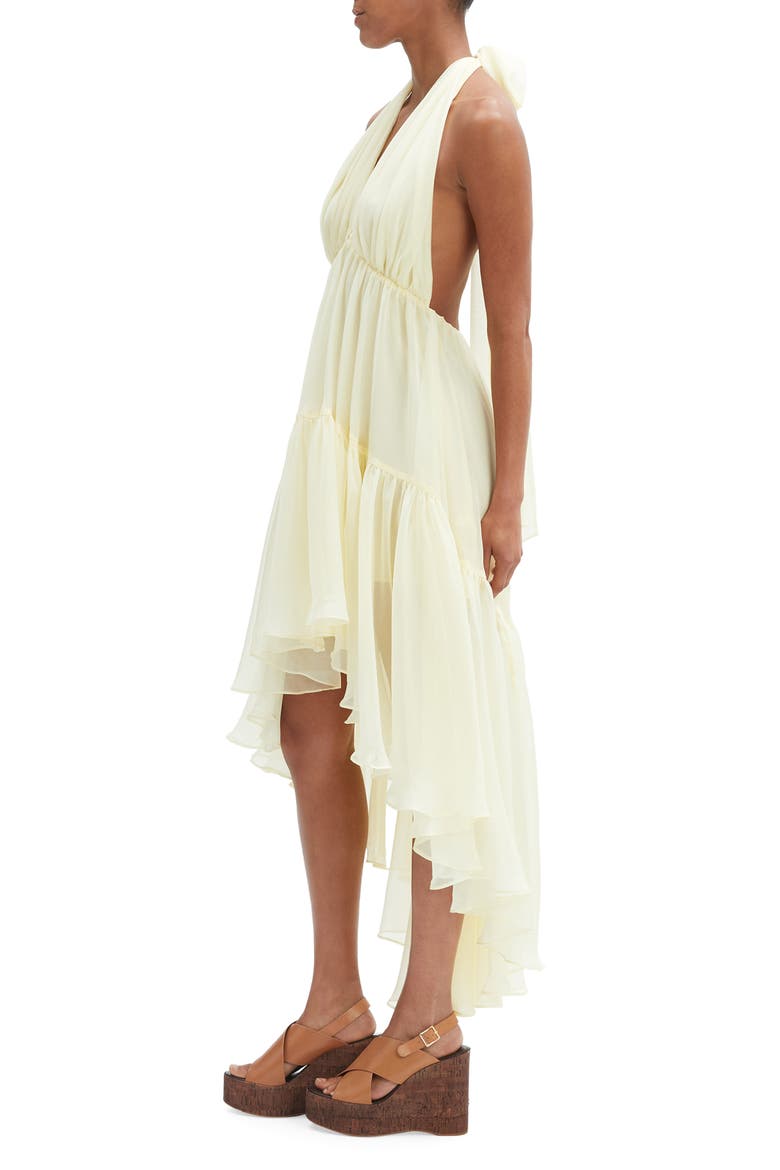 Leona High-Low Chiffon Halter Dress, Alternate, color, CANARY YELLOW