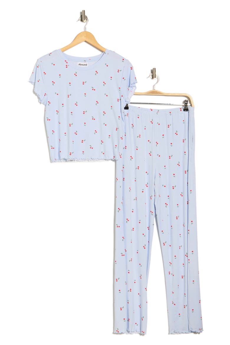 Sweet Dreams Knit Pajamas, Alternate, color, BLUE F CHERRY BERRY