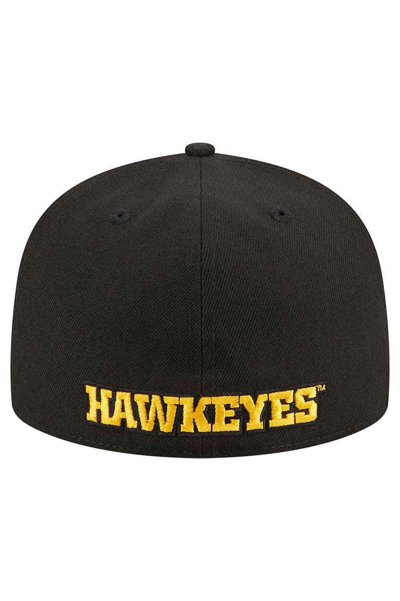Men's New Era Black Iowa Hawkeyes 59FIFTY Fitted Hat, Alternate, color, Black