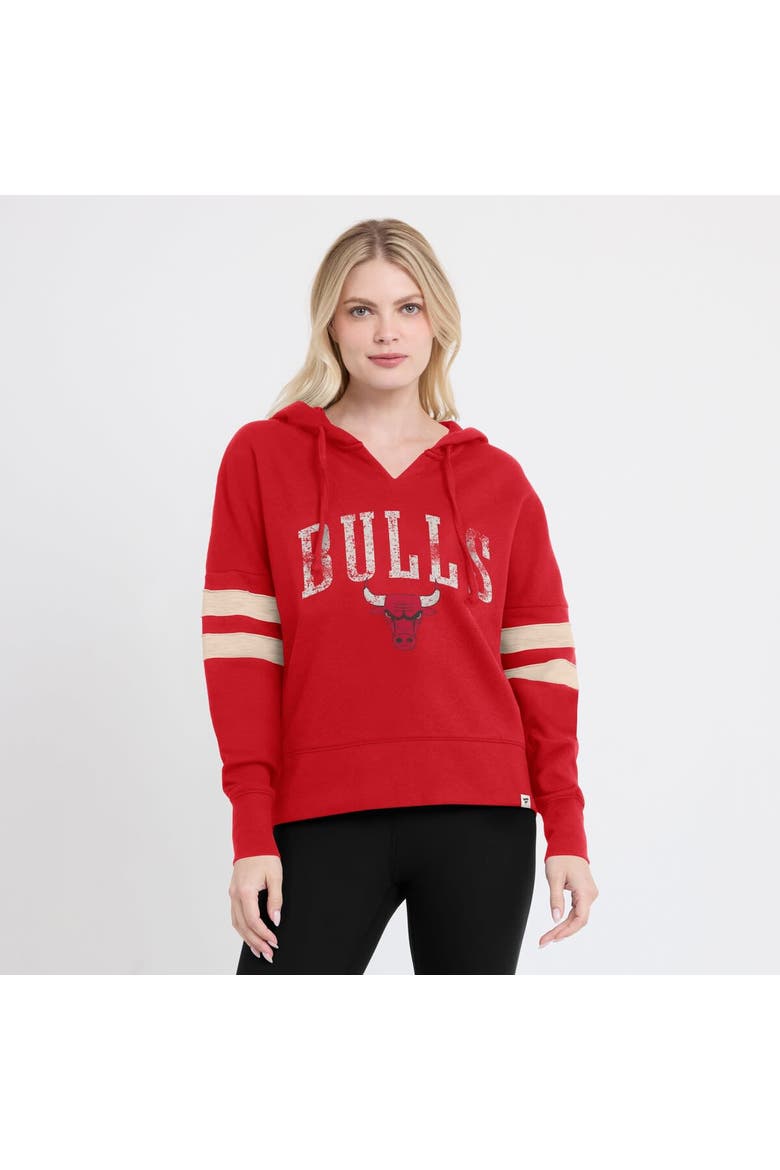 Women's Fanatics Red Chicago Bulls Bold Move Dolman V-Neck High Hip Hoodie, Alternate, color, Red