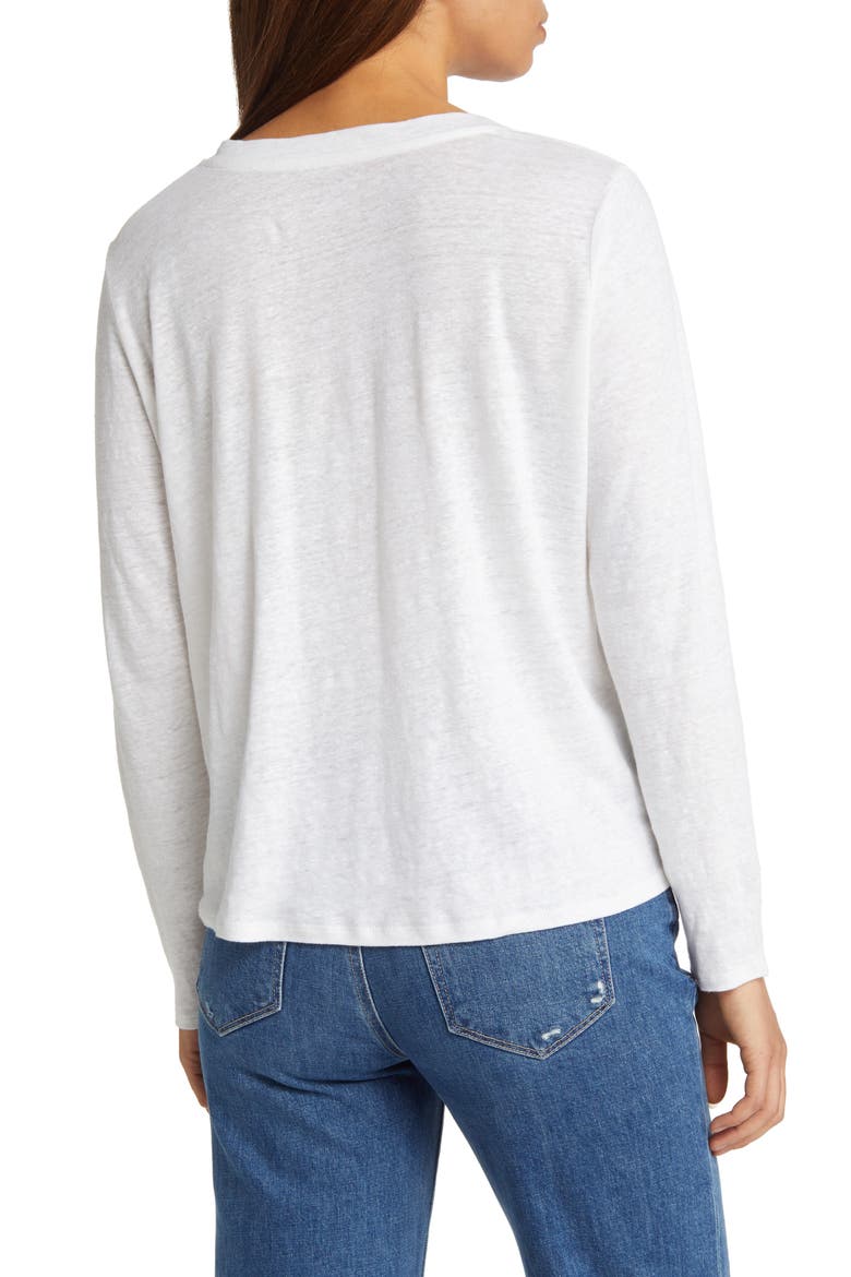 Organic Linen Long Sleeve T-Shirt, Alternate, color, WHITE