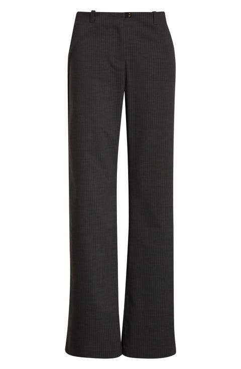 Sil Herringbone Suiting Straight Leg Trousers