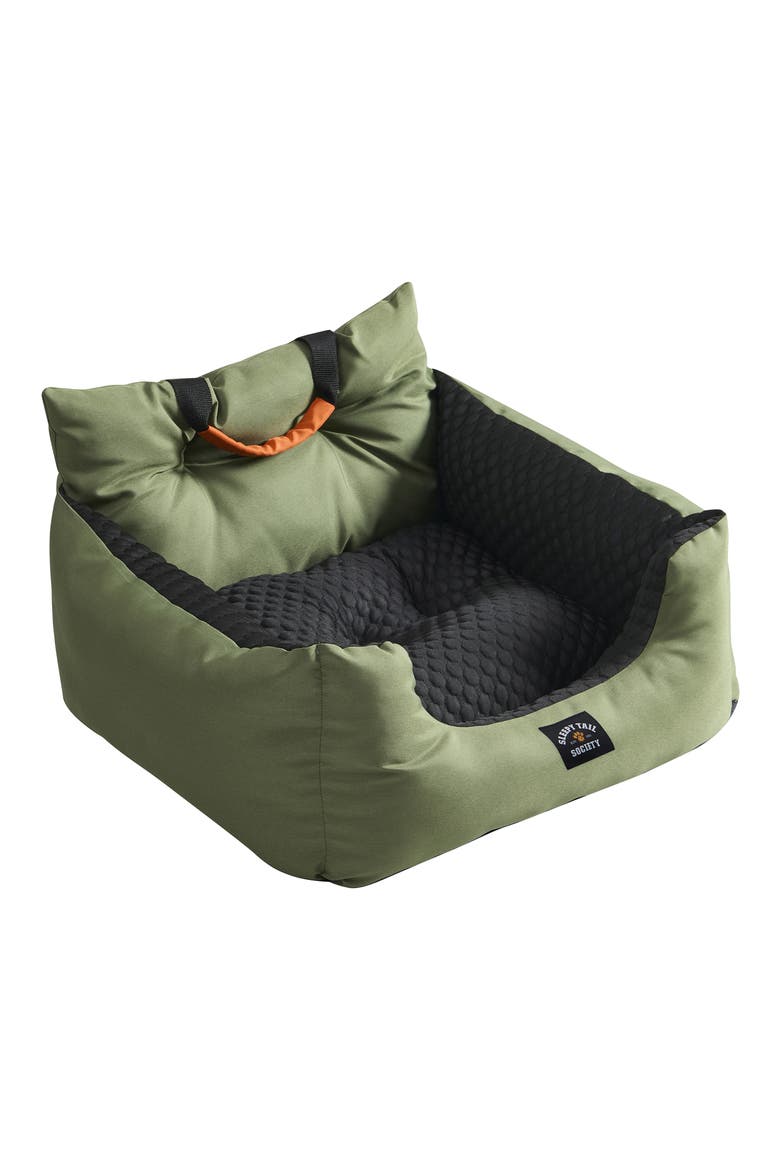Sleepy Tail Society Cooling Pet Car Seat, Main, color, GREEN/ BLACK