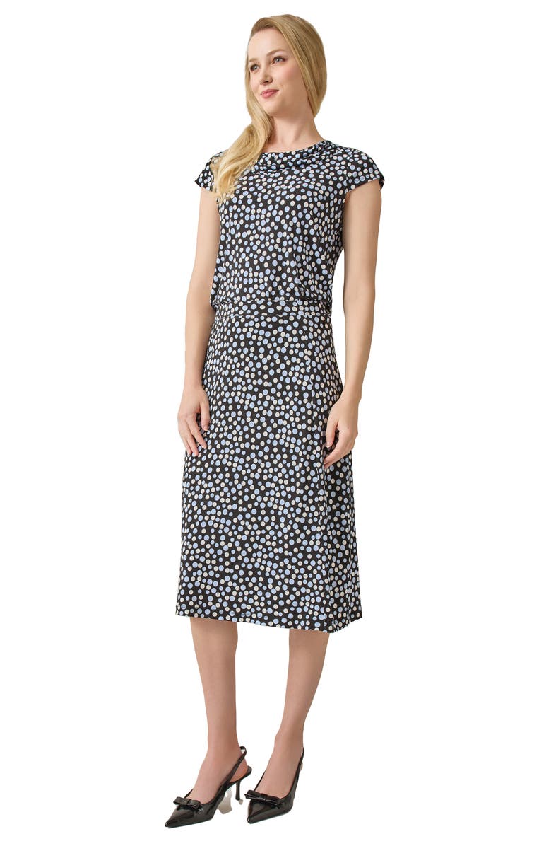 KASPER Polka Dot Cowl Neck Cap Sleeve Top, Alternate, color, 