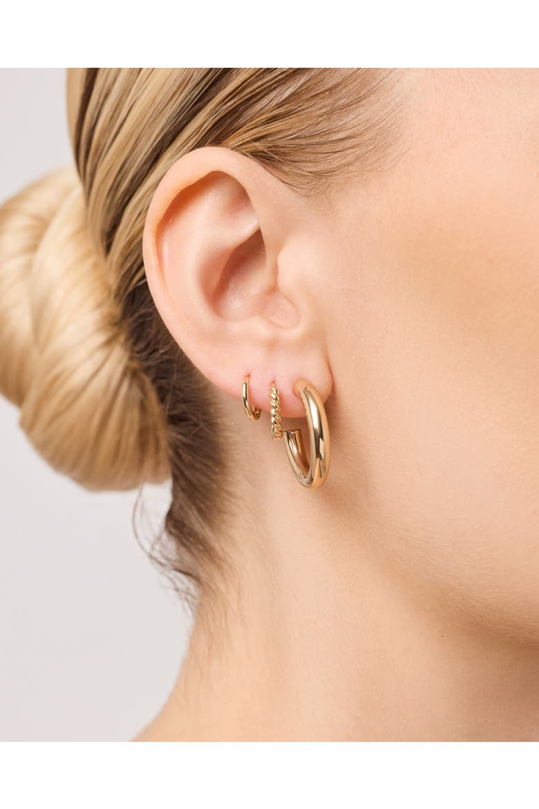 Solid Yellow Gold - Gold Twist Hoops Small, Alternate, color, Gold