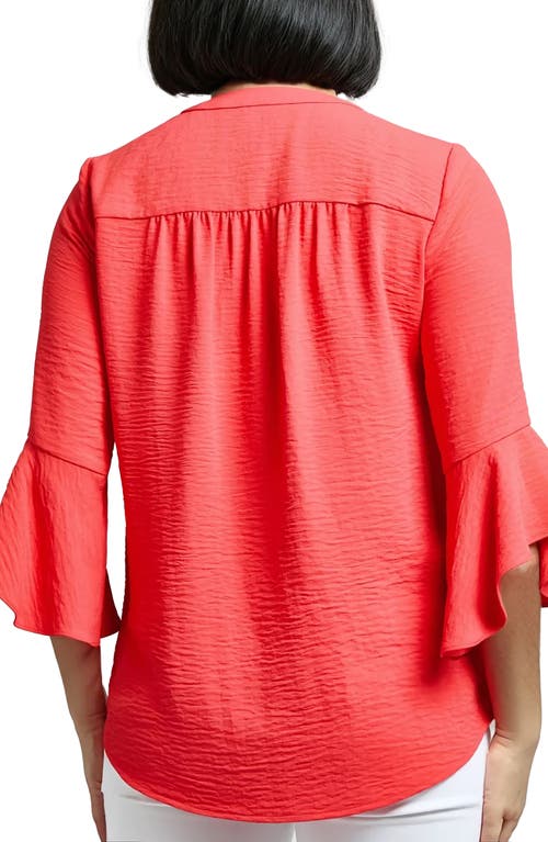 Jones New York Pleated V-neck Flutter Sleeve Top In Rouge