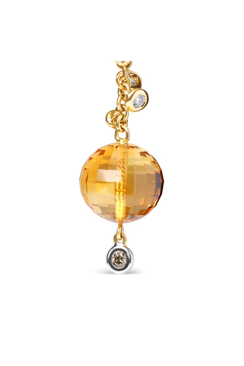 18K Gold 2/3 Cttw Diamond & Ball Shaped Citrine Gemstone Dangle Stud Earring, Alternate, color, Yellow