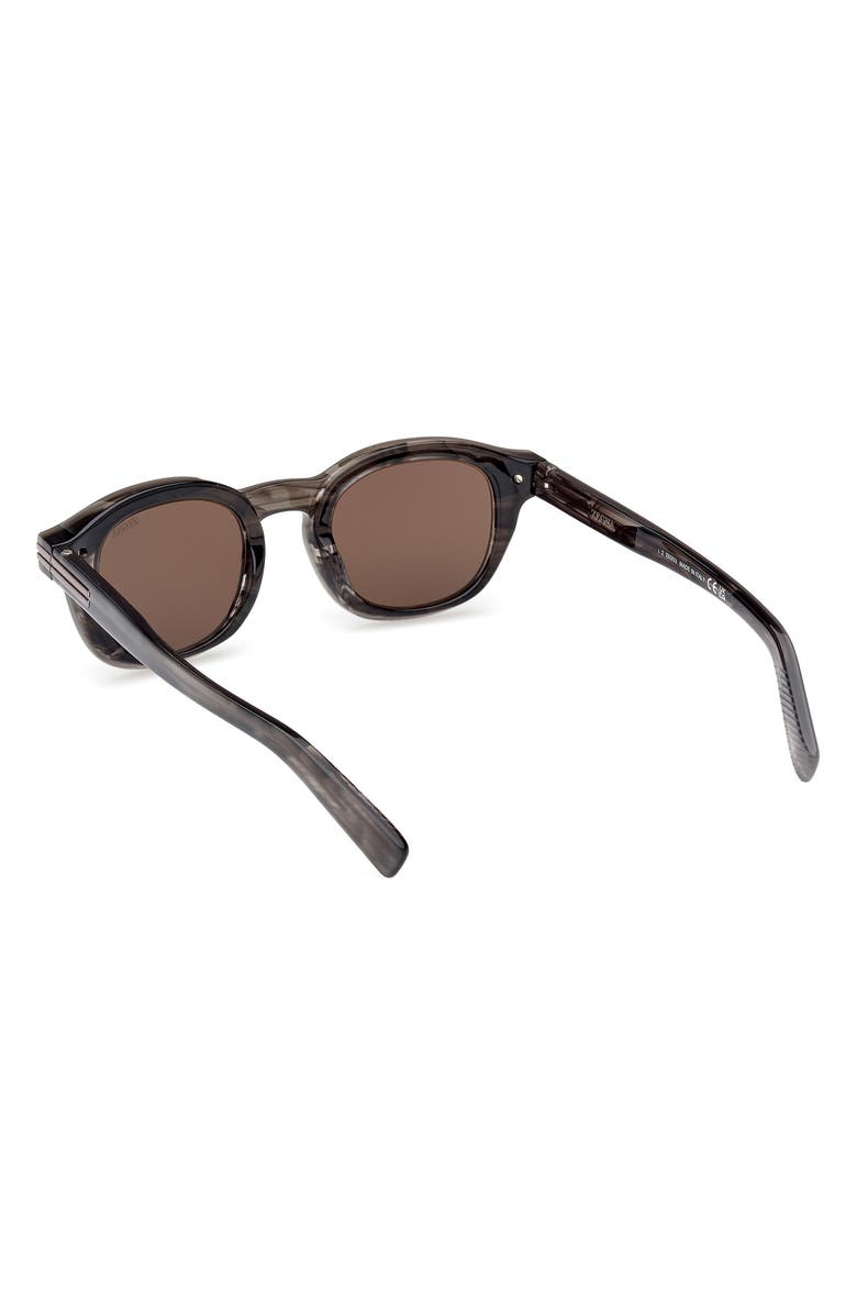 ZEGNA 47mm Round Sunglasses, Alternate, color, Shiny Transparent Grey