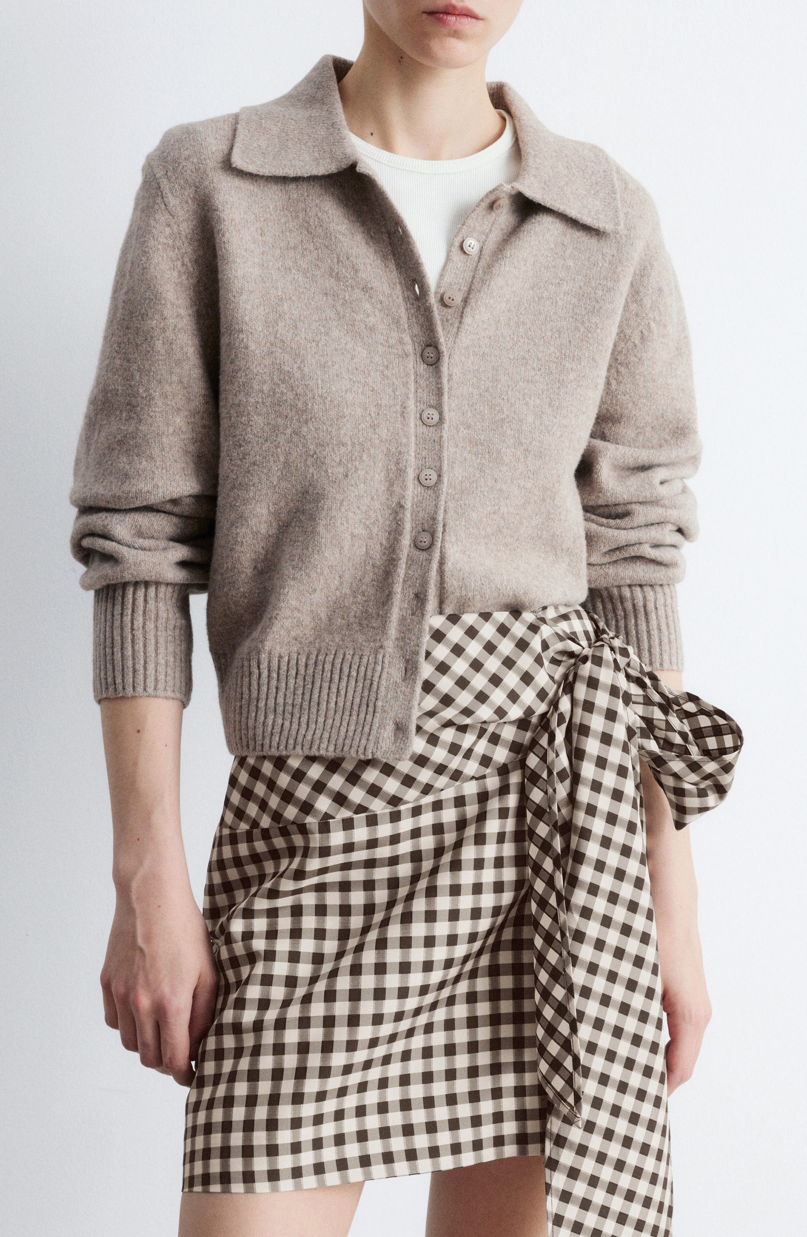 & Other Stories Collared Cardigan in Mole Dusty Light 