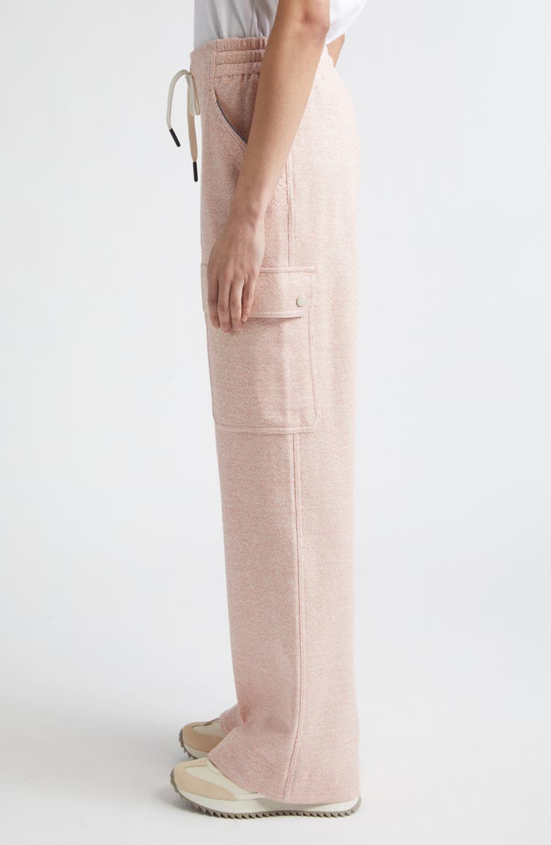 Moncler Grenoble Linen & Cotton Blend Wide Leg Cargo Sweatpants, Alternate, color, Strawberry Pink