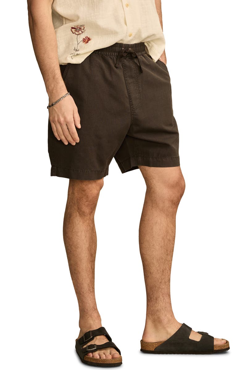 Lucky Brand 7-Inch Drawstring Waist Linen & Cotton Short, Alternate, color, Raven