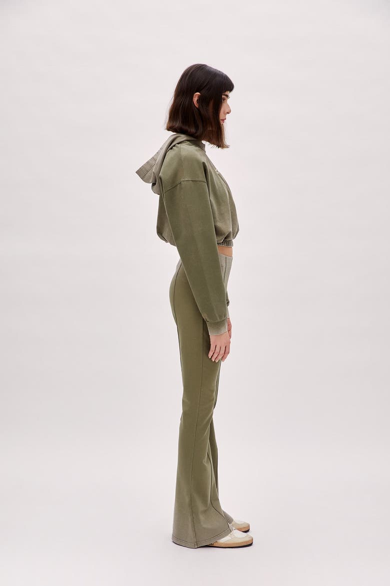 Cotton Acid Washed Crop Hoodie, Alternate, color, Chino Green