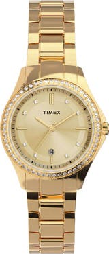 Timex® Trend Crystal Bezel Bracelet Watch, 30mm