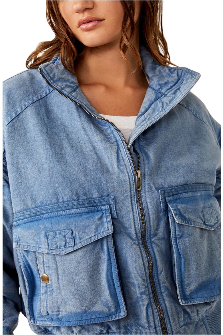 Flying High Cotton & Linen Bomber Jacket, Alternate, color, DENIM GREY
