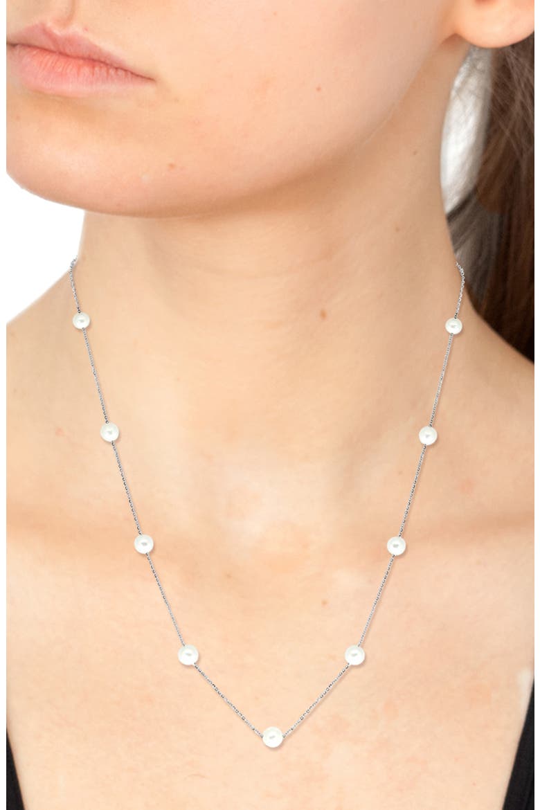 Sterling Silver & 6-7mm Cultured Freshwater Pearl Necklace, Alternate, color, SILVER