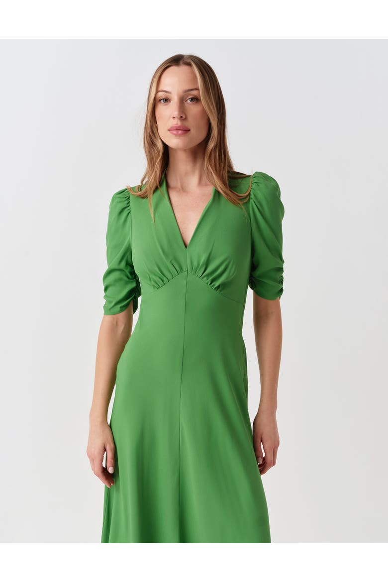 Mia Crepe V-Neck Midi Dress, Alternate, color, Green