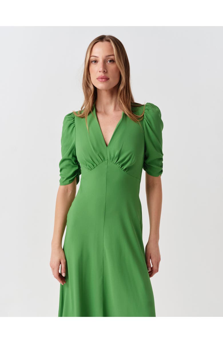 Ghost London Mia Crepe V-Neck Midi Dress, Alternate, color, Green