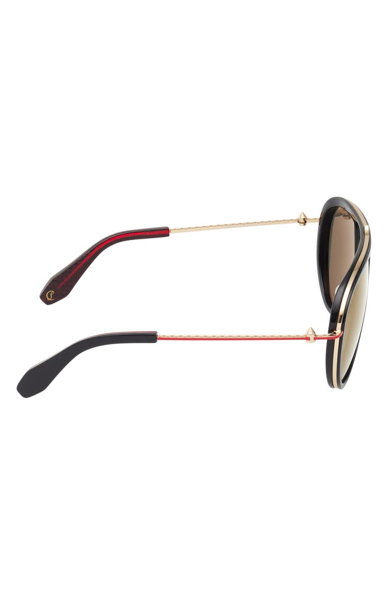 Christian Louboutin 63mm Pilot Sunglasses, Alternate, color, Black / Gold Red Enamel