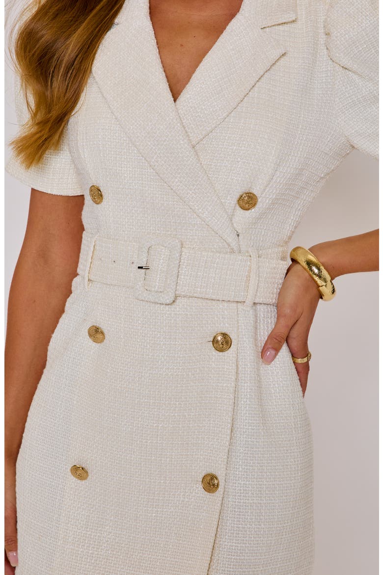 Devon Belted Tweed Blazer Minidress, Alternate, color, CREAM
