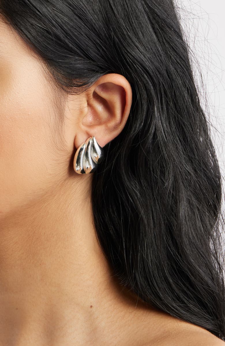 Nordstrom Fluted Stud Earrings, Alternate, color, Silver