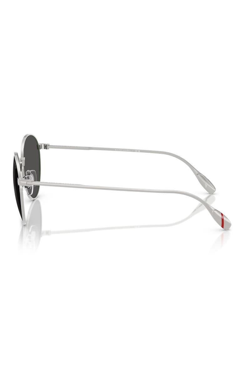 53mm Round Sunglasses, Alternate, color, BRUSHED SILVER / DARK GREY