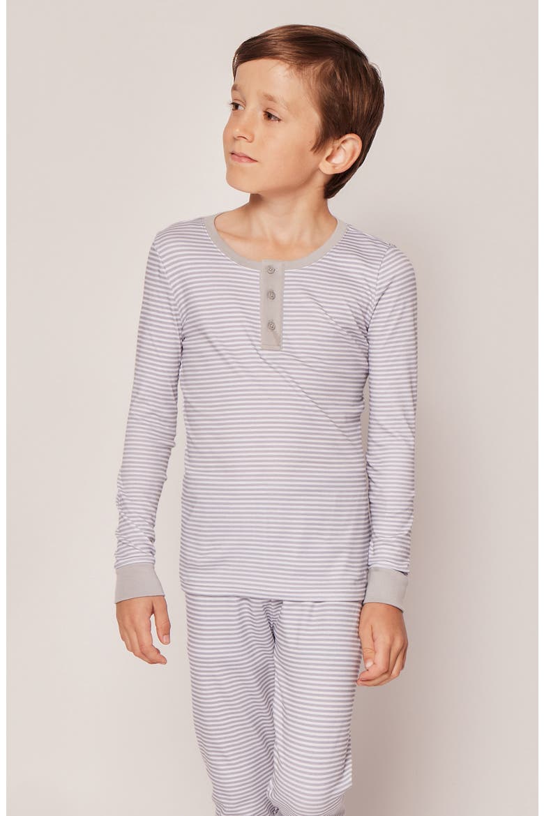 Stripe Fitted Pajama Set, Alternate, color, GREY