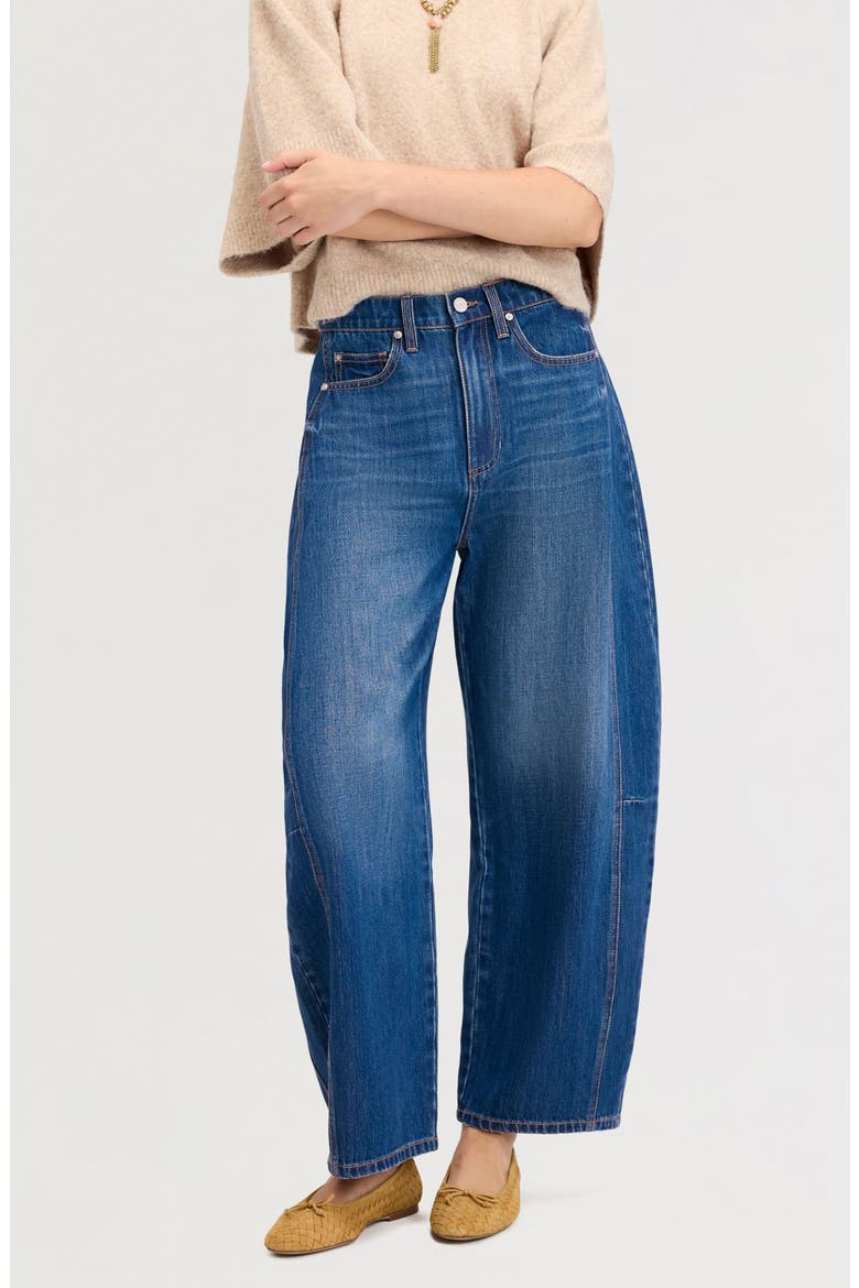 Barre High Waist Barrel Leg Jeans, Alternate, color, APPALOOSA WASH