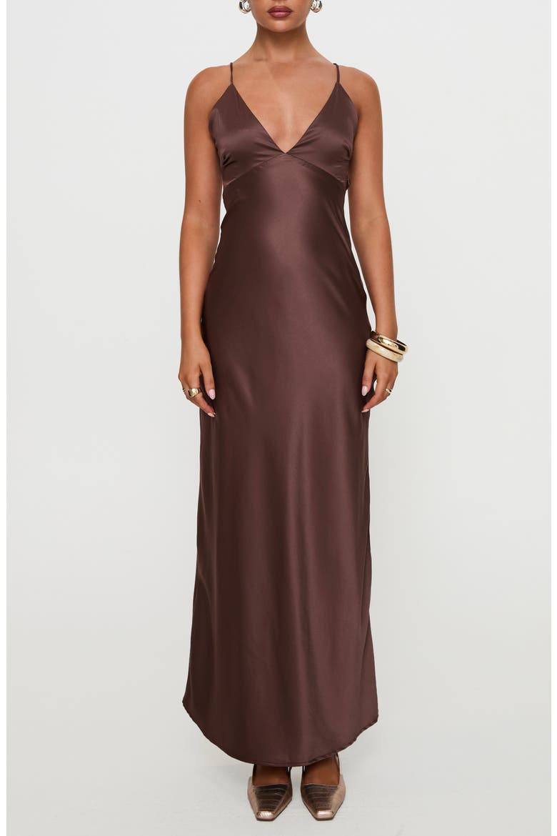 Angels Only Satin Gown, Main, color, CHOCOLATE