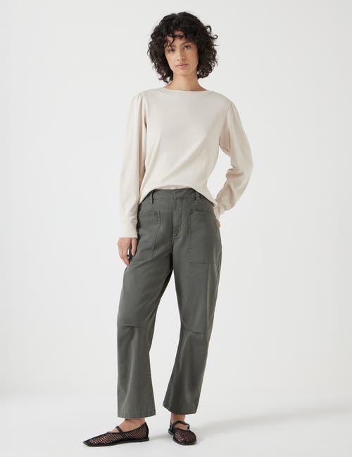 Hush Emily Puff Sleeve Cotton Jersey Top In Brown